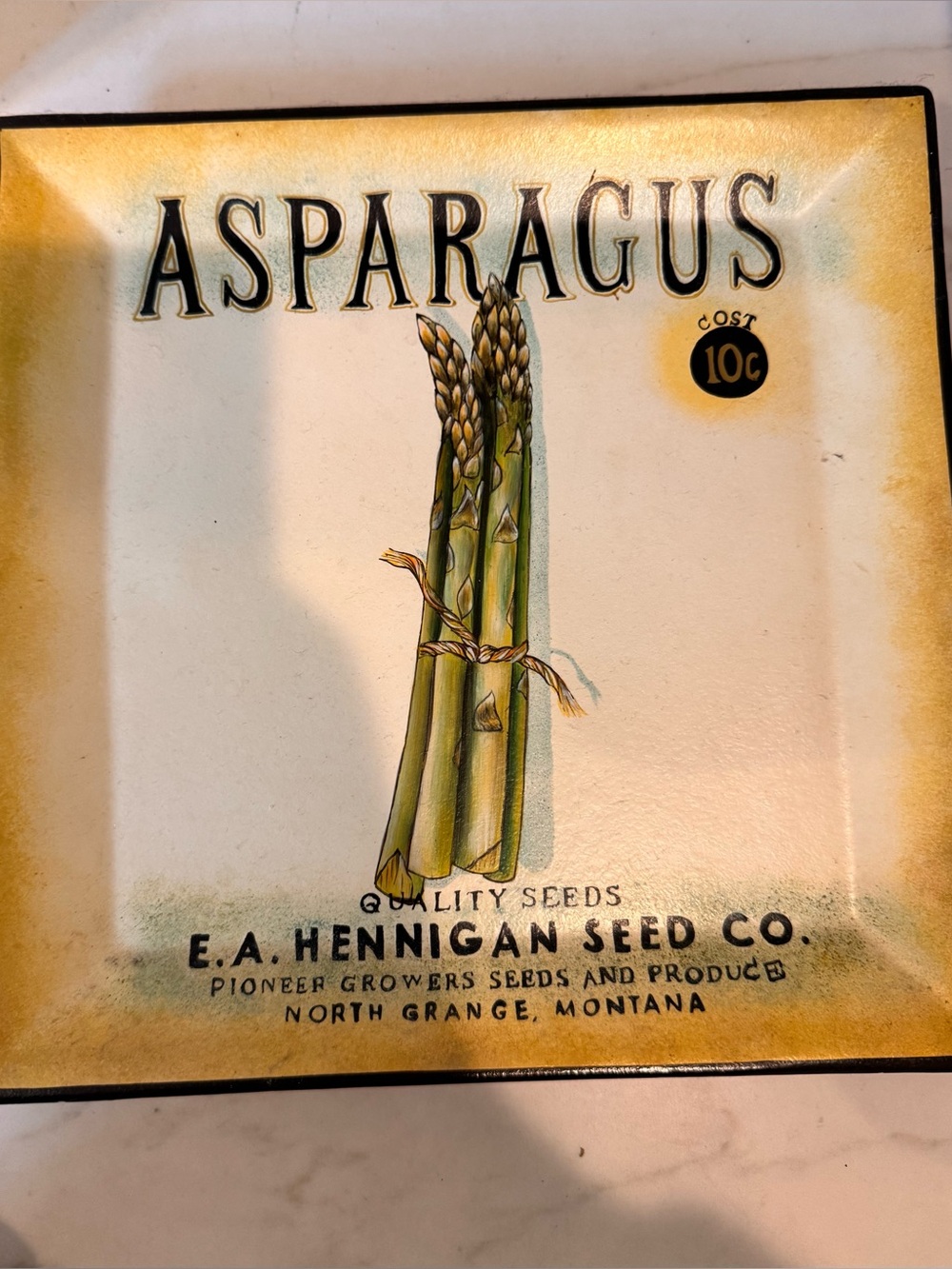 Vintage Inspired Asparagus Seed Packet Decorative Plate Decor Farmhouse Heavy